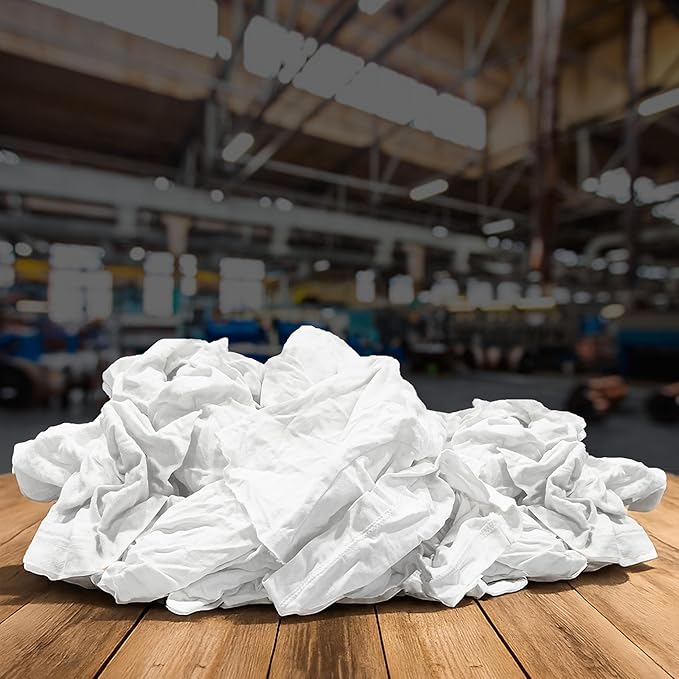 Recycled White T-Shirt Cleaning Rags (600 lbs. Pallet 12x50 lbs. Box) – Shop Rags Bulk for Oil, Stain, Grease, Paint, and Auto Cleaning, Multipurpose