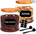 SAIOOL 2-Pack Striped Borosilicate Glass Airtight Canisters - Big mouth Large Capacity, Acacia Wood Lid, Food Storage Jars for Flour, Pasta, Pantry Organization (1/2 Gallon （Yellow Press lid 2 pack）)