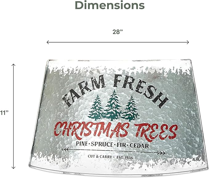 Hallops Galvanized Christmas Tree Collar - Adjustable Metal Christmas Tree Skirt - Standard Size, 28 Inch Base - Durable Christmas Decor for Large and Small Trees - Distressed White Farmhouse Design