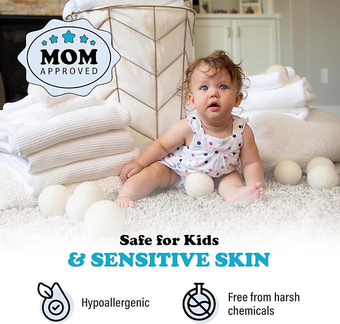 Smart Sheep Wool Dryer Balls - 6-Pack - XL Premium Natural Fabric Softener Award-Winning - Wool Balls Replaces Dryer Sheets - Wool Balls for Dryer - Laundry Balls for Dryer (Marching Penguins)