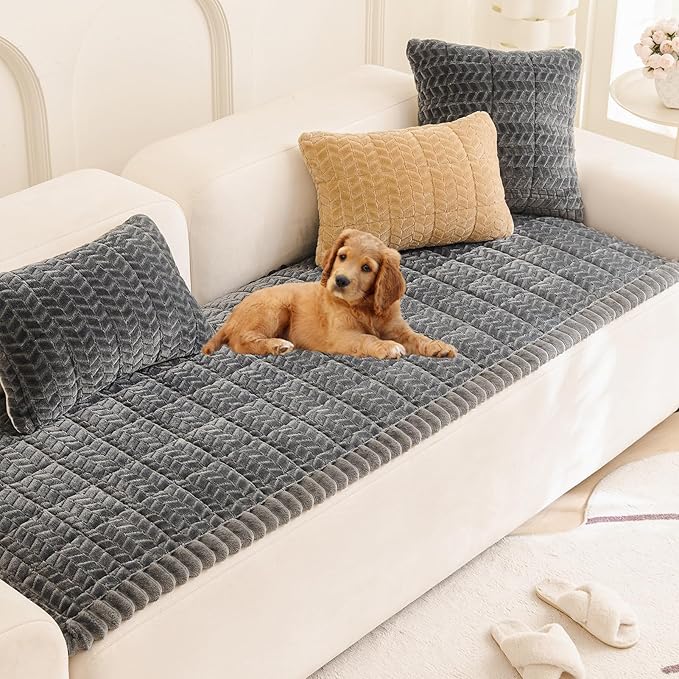 Mivnue Pet Couch Cover Protector Sofa Covers for Pets Washable Non Slip Couches and Sofas Dog Mat (Dark Grey, 27.6" x 82.7")