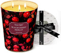 HomeLights Scented Candles | Large Jar 34 Oz Natural Soy Candle | 130 hrs Long-Lasting with 3 Wicks | Eclectic Mixed Styles Home Decor | Gifts for Mom & Women, Blackcherry Merlot