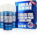 Sheila Shine 3 x 10oz Stainless Steel Cleaner and Polish - Removes Grease, Fingerprint & Watermark - Kitchen Appliances, Refrigerators, Sinks, Ovens & Grills - Stainless Steel Cleaning Spray