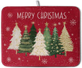 Wnoesat Merry Christmas Dish Drying Mat for Kitchen Counter 18x24 Inch Red Xmas Tree Snowflakes Drying Pad Winter Holiday Absorbent Microfiber Dish Draining Reversible Dish Drainer Rack Mat