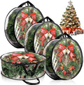 4 Pack Wreath Storage Container Bag 30 Inch Christmas Wreath Storage Bag Heavy Duty Christmas Wreath Boxes with Clear Window for Xmas Holiday Seasonal Wreath Garland (Black)