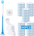 DALIPER Disposable Toilet Brush with 40PCS Refills, Wall Mounted Compact Bathroom Bowl Wand Cleaning System Long Handle with Storage Caddy