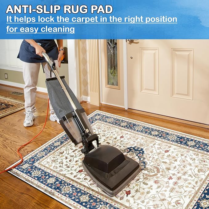 Non-Slip Rug Pads 1/4” Thick, 4x6Ft Waterproof Rugs Non Skid Rug Pad for All Floors and Finishes Durable Hardwood Floor Protective Felt Keeps Rugs in Place, Safe and Secure