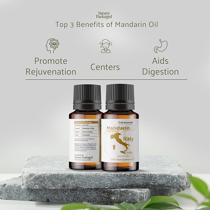 Pure Mandarin Essential Oils - Essential Oils for Diffusers Aromatherapy & Humidifiers (2LB)- Promotes Rest & Wellness | Natural Cold-Pressed