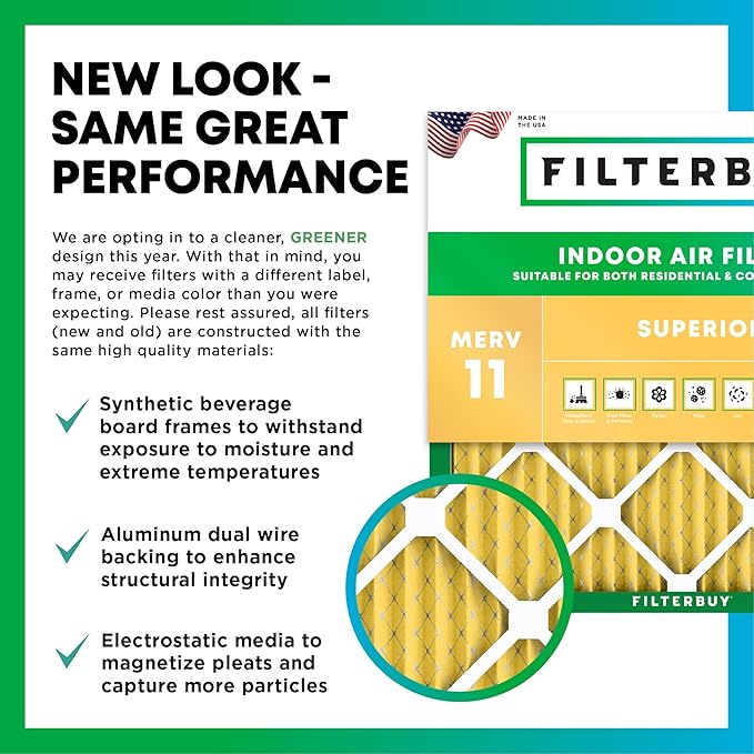 Filterbuy 24x24x4 Air Filter MERV 11 Superior Pet & Allergy Defense (2-Pack), Electrostatic Pleated HVAC AC Furnace Filters Replacement, Made in USA (Actual Size: 23.38 x 23.38 x 3.63)