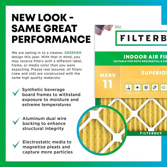 Filterbuy 16x25x3 Air Filter MERV 11 Superior Pet & Allergy Defense (2-Pack), Electrostatic Pleated HVAC AC Furnace Filters for Trion Air Bear, Lennox X0581 & More (Actual Size: 15.63 x 24.13 x 3.00)