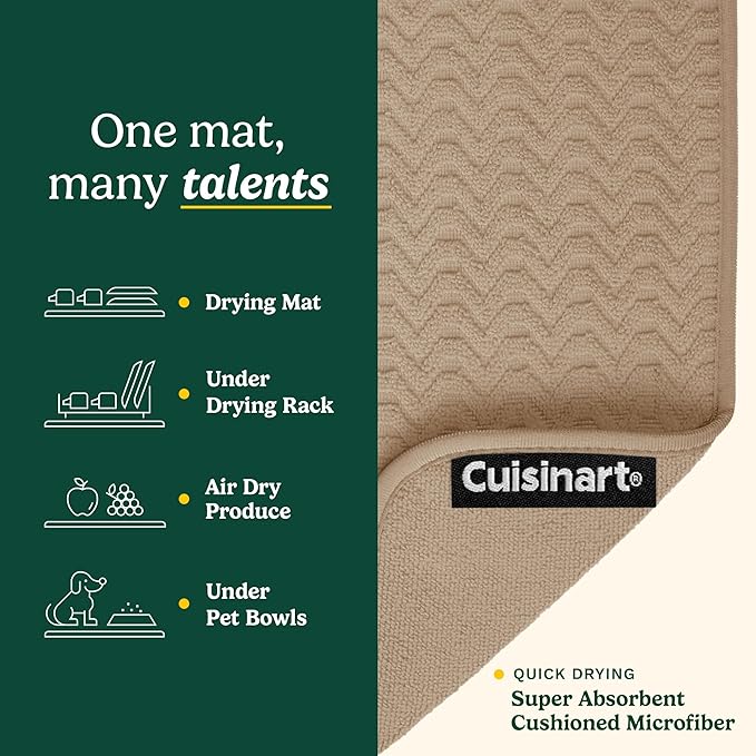 Cuisinart Dish Drying Mats for Kitchen Counter - (2) 18" x 24" Ultra Absorbent Dish Drying Mat XL - Foldable, Machine Washable, Fast Drying Dish Mat