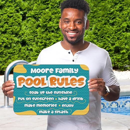 Custom Pool Sign, Pool Rules Soak Up The Sunshine for Pool Décor Sign, 12x18 Inches, Rust Free .063 Aluminum, Fade Resistant, Made in USA by Sigo Signs