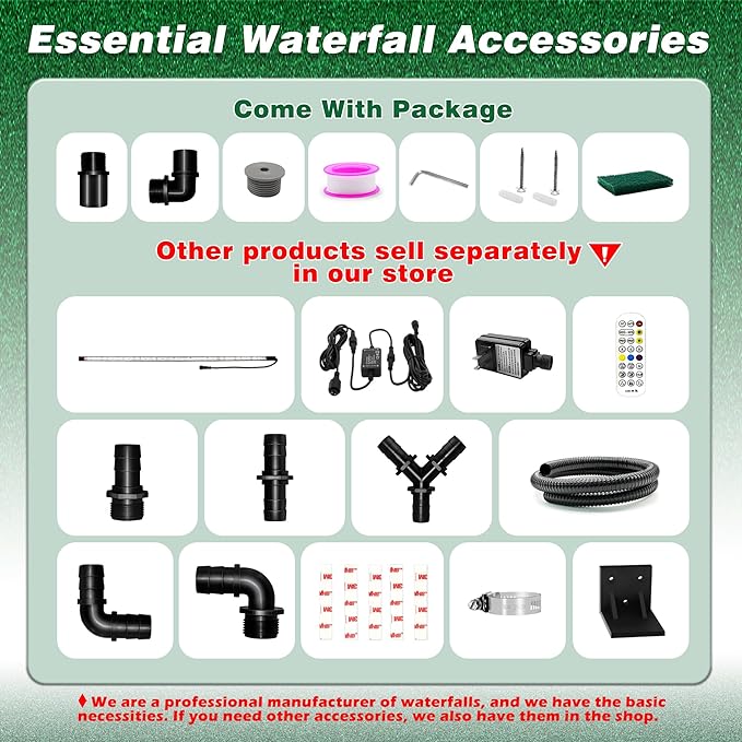 Waterfall Pool Fountain LONGRUNNEW 304 Stainless Steel 11.8" Rectangular Waterfall Spillway, Water Fall Fountain with Pipe Connector for Garden Outdoor, Swimming Pools, Fountains, Pond and Spa