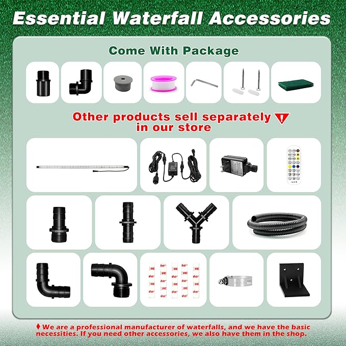 Waterfall Pool Fountain LONGRUNNEW 304 Stainless Steel 35.4" Rectangular Waterfall Spillway, Water Fall Fountain with Pipe Connector for Garden Outdoor, Swimming Pools, Fountains, Pond and Spa