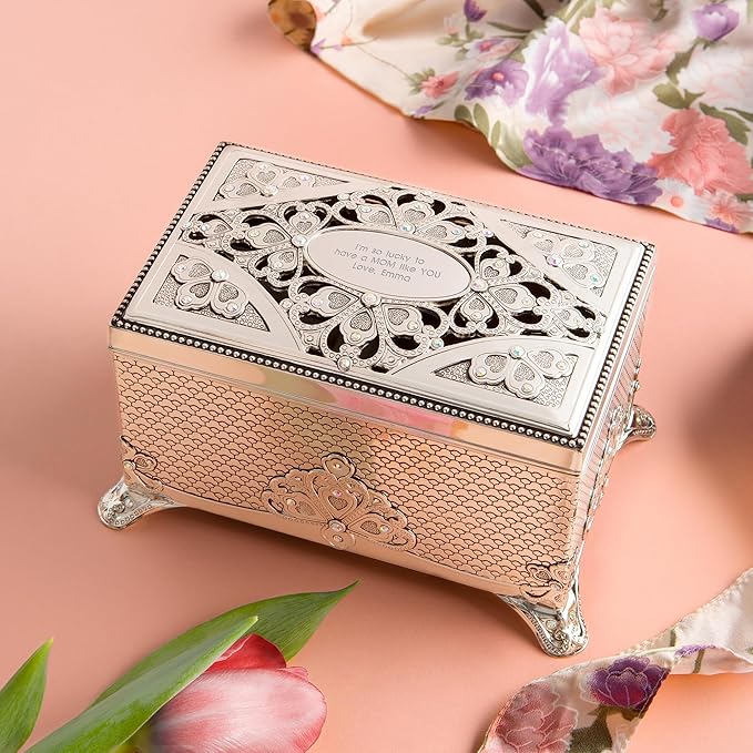 THINGS REMEMBERED Personalized Engraved Anastasia Clover Musical Keepsake Box (Free Customization)