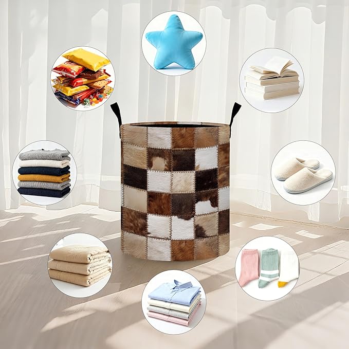 Cow Laundry Basket Storage Bin Foldable Laundry Hamper Clothes Storage Bucket Organizer 19.6x15.7 Inch For Laundry Room/Bedroom/Bathroom