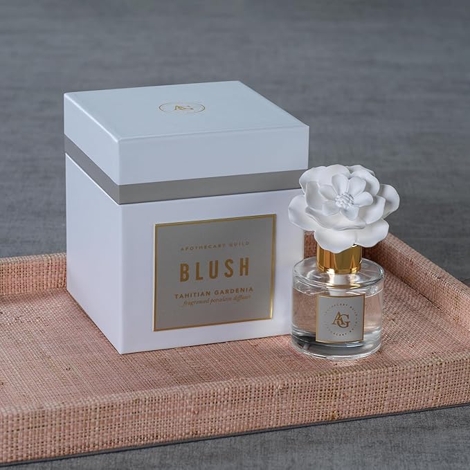 Zodax Grand Casablanca Porcelain Oil Diffuser (1.69 oz, Tahitian Gardenia Blush)