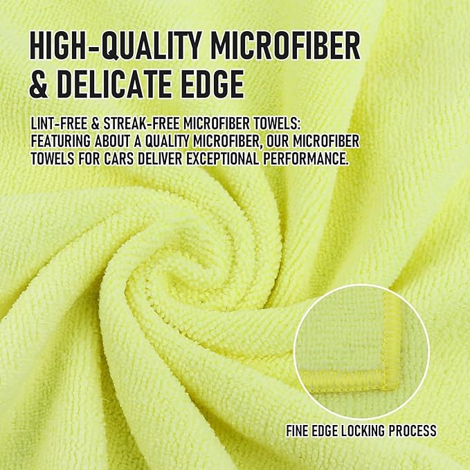 Tricol Clean Microfiber Cleaning Cloth, 16in*16in, 12 Pack Ultra-Thick Cleaning Rags, Super Absorbent, Lint Free & Streak Free Cleaning Towels for Car, House, Kitchen, Office