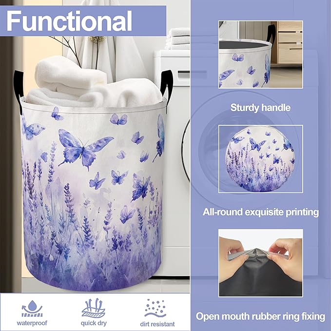 Groovy Starry Sky Sunflower Laundry Basket-Large Foldable Hamper Holder Portable Tall Collapsible Laundry Hamper Storage Basket Bin with Handles, Canvas & Waterproof lining for Household Items