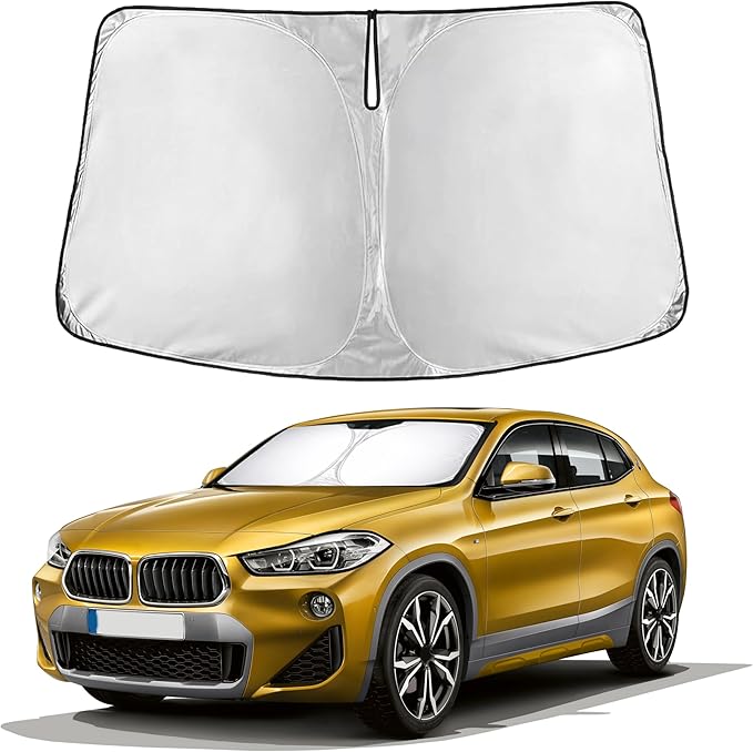 EcoNour Windshield Sunshade for BMW X2 2018–2023 | Custom Fit Front Window Sun Shade | Blocks Harmful UV Rays & Reduces Heat | Foldable Sun Visor with Storage Pouch