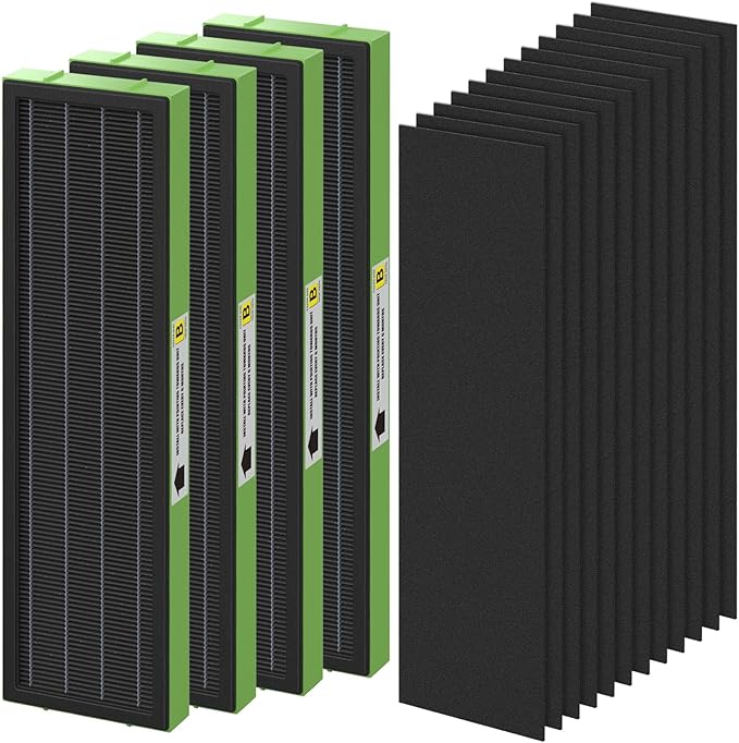 4 Pack FLT4825VO Toxin Clean True HEPA Filter B Replacement with Activated Carbon Pre-Filters Removes 99.97% of polluted Compatible with Guardian Air Cleane Purifier AC4825 AC4300 AC4800 AC4900 AC4850