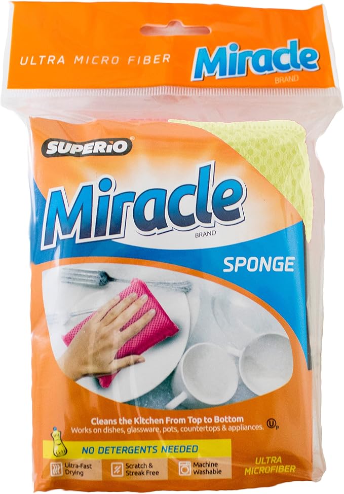 Microfiber Non-Scratch Dish & Kitchen Scrubber Heavy-Duty Household Cleaning Sponges, Multi-Purpose Cleaning Supplies for Dishes and Kitchens Pack of 6
