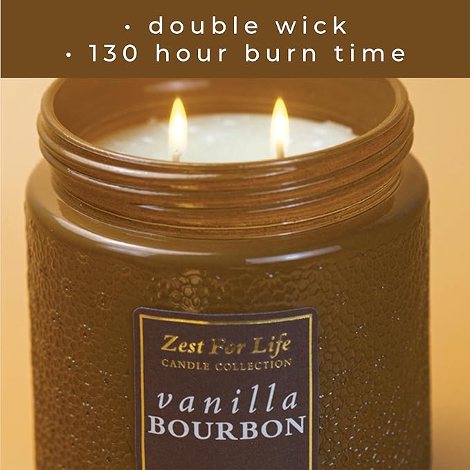 A Cheerful Giver - 28oz Large Scented Candle Jar with Lid- Zest for Life - 130 Hours of Burn Time, Gift for Women (Large, Vanilla Bourbon)