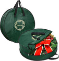 BALEINE 2 Pack Wreath Storage Container, Christmas Wreath Storage Bag with Reinforced Handle for Holiday Xmas (Green, 36"X8")