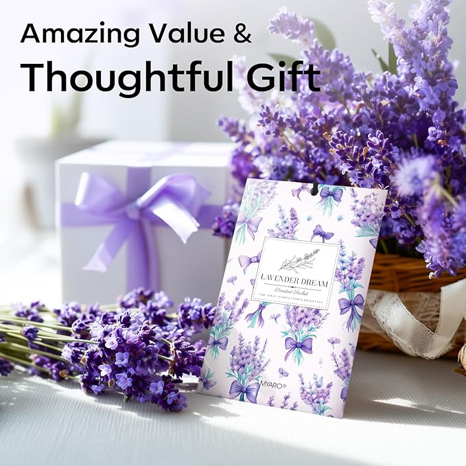 MYARO 20 Packs Fresh Lavender Scent Air Freshener for Drawer and Closet Long Lasting Sachets Bags Drawer Odor Deodorizers Home Car Fragrance