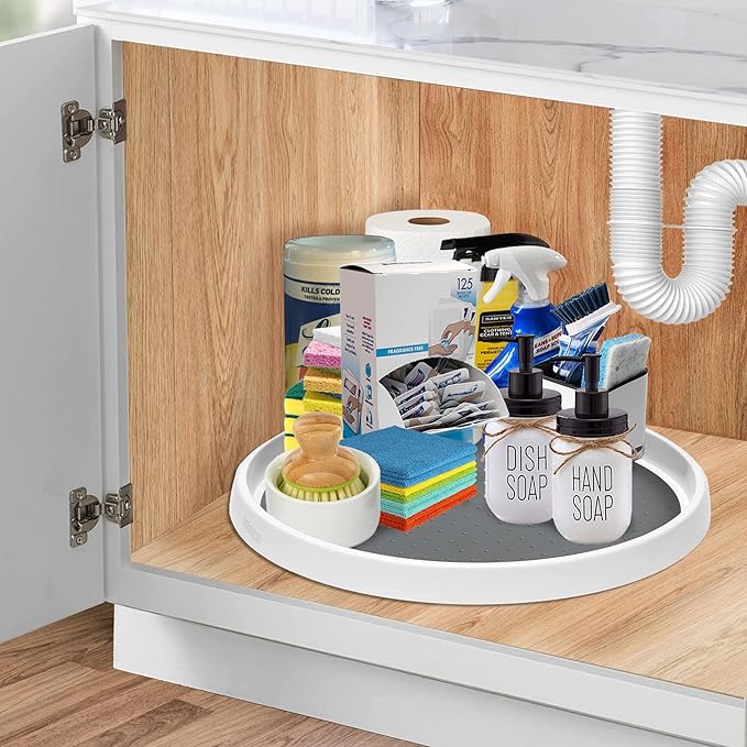 Set of 2, 12 Inch Non-Skid Lazy Susan Organizer, Pantry Lazy Susan Turntable for Cabinet, Kitchen Cabinet Organizer, Pantry Organization and Storage -Size- 12"x1.5"