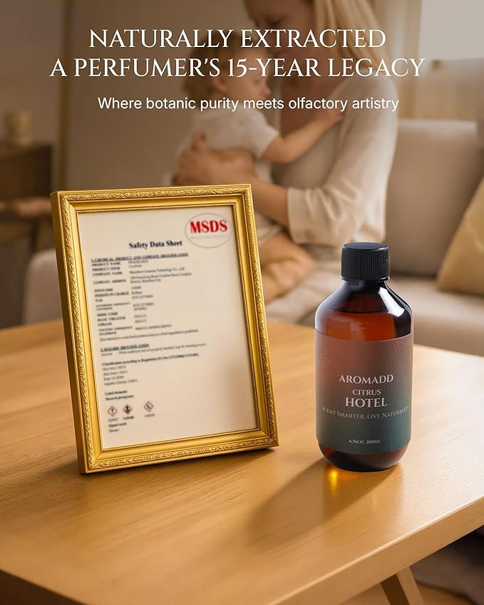 Citrus Hotel Diffuser Oil Inspired by Luxury Hotel Scent, Essential Oils for Waterless Diffuser, Luxury Lemon & Bergamot, Long-Lasting & Natural Home Fragrance - 6.76 fl oz (200 mL)