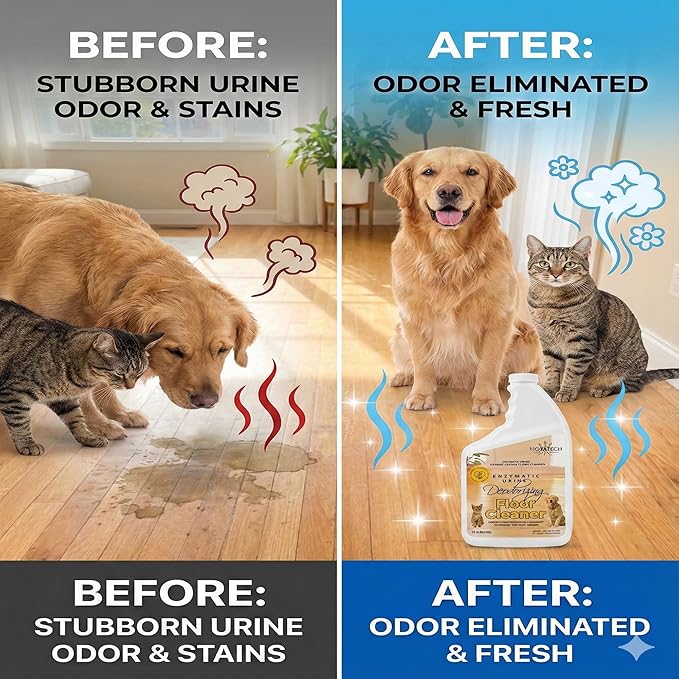 NOYATECH Pet Floor Cleaner – Enzyme Powered Odor Eliminator. Floor Cleaner for Mopping – Removes Urine & Stains – Deep Cleaner for Floors & Grout – Commercial-Grade Concentrate