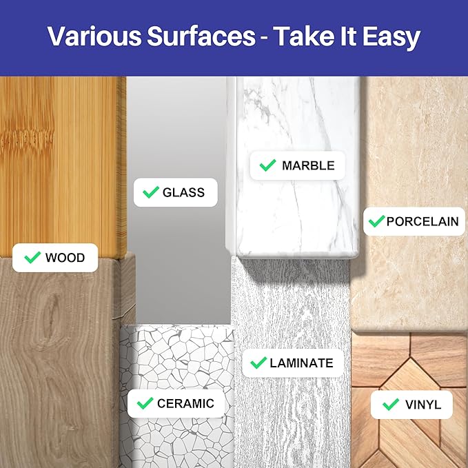 BOSHENG Mop and Bucket Set, Flat Mops for Floor Cleaning, Wall Mop with 60" Extensible Handle, Hardwood Floor Mop with 6 Microfiber Pads