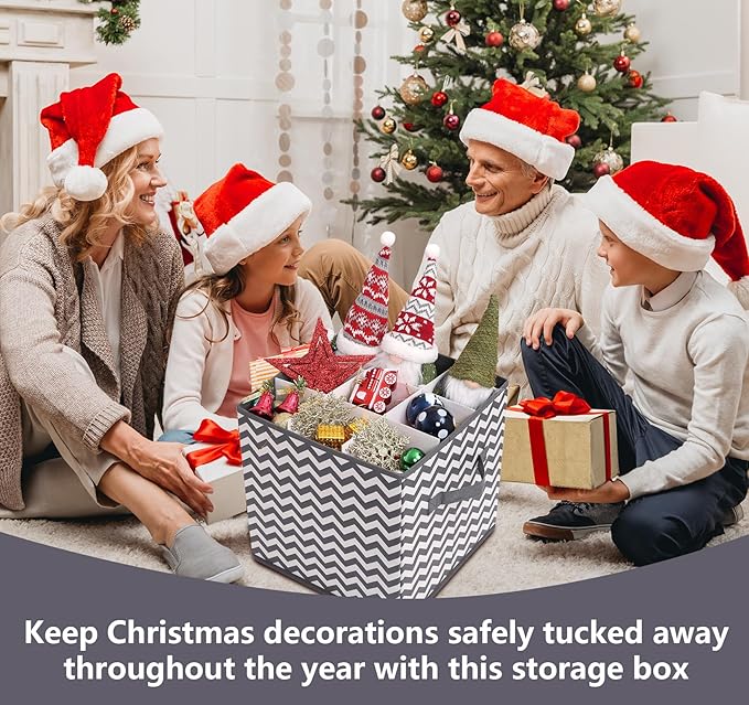 Christmas Ornament Storage Box, Christmas Storage Containers with Lid for 83pcs 3cm-10cm Ornaments Decoration Balls, 30x30x30 cm Non-woven Fabric Holiday Box for Ornament Organizer Xmas Decor