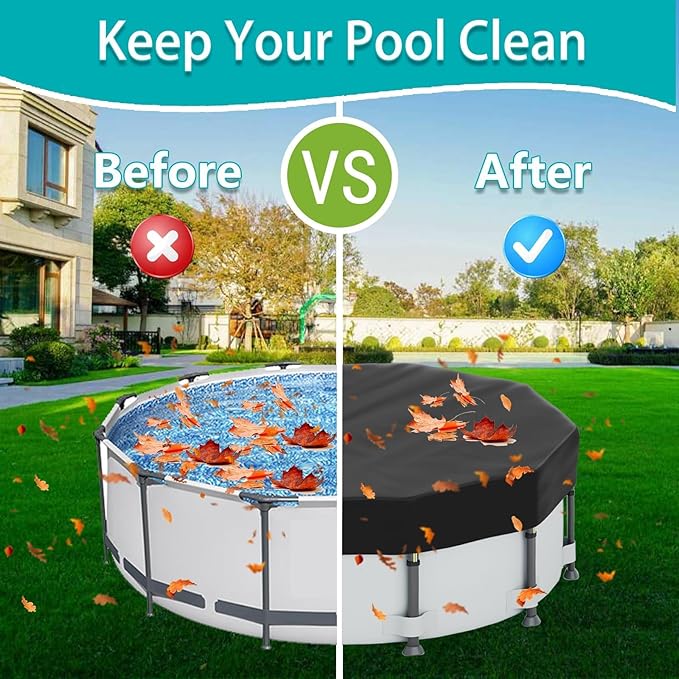 18FT Pool Covers for Above Ground Pools, Safana Round Pool Winter Cover, Tear Resistant Fabric Swimming Pool Covers, Superior Strength & Durability, Prevent Leaves, UV Resistance, Prevent from Debris