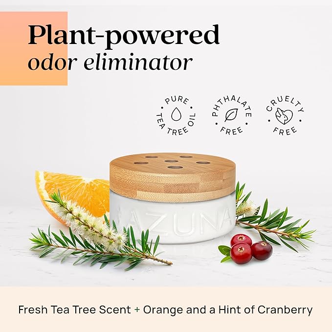 Azuna Air Freshener and Odor Eliminator for Strong Odor Gel 12oz Refill Pouch | Plant-Based & Long Lasting | Pet, Smoke, Home and Bathroom | Simply Citrus | Lasts 60–90 Days