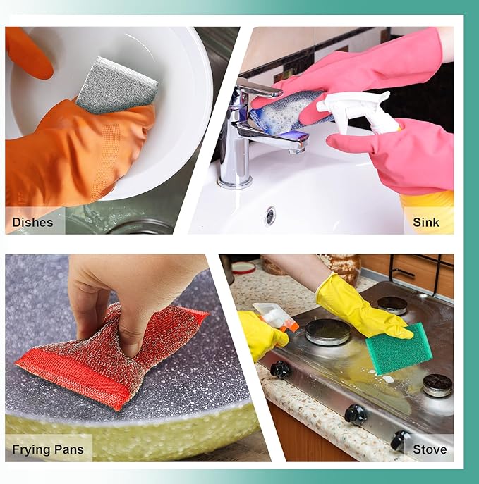 Thyle 36 Pack Steel Scrub Sponges for Dishes Non Scratch Scouring Multi Use Metal Scrubber Heavy Duty Dish Wash Kitchen Sponge for Pot Dish Washing Hard Surface Cleaning (Multicolored)