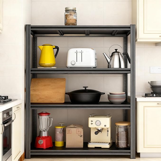 Notmise Kitchen Baker’s Rack, 4-Tier Metal Rack with Solid Shelves, Microwave Stand Storage Organizer for Kitchen or Dining Room – 39.4” W x 15.7” D x 54.3” H
