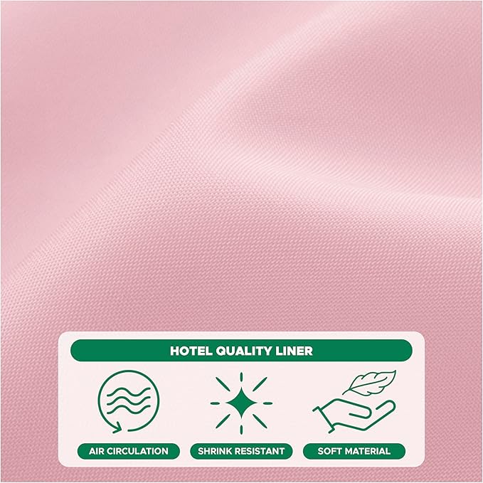 Biscaynebay Hotel Quality Fabric Shower Curtain Extra Long Liners 72" Width by 84" Length, Pink Water Resistant Bathroom Curtains Rust Resistant Grommets & Weighted Bottom Hem Machine Washable