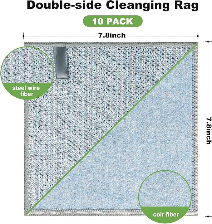 Jeymei 20pcs Non Scratch Wire Dishcloth Multipurpose Wire Dishwashing Rag for Wet and Dry,Metal Scrubbers for Cleaning Dishes,Dual-Sided Kitchen Cleaning Cloth with Mesh,Cleaning Tool for Pot, Blue