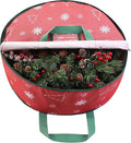 30 Inch Christmas Wreath Storage Bag, Wreath Storage Container with Carry Handles Zipper and Labeling Card Slot, Waterproof Garland Storage Container for Wreath Christmas Decoration, Red