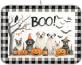 Halloween Dogs Dish Drying Mat for Kitchen Countertop 16x18 Raven Bat Pumpkin Black Buffalo Plaid Small Drying Mat Reusable Quick Dry Dish Sink Mats Easy Clean Decorative Essentials