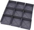 DIOMMELL 9 Pack Foldable Cloth Storage Box Closet Dresser Drawer Organizer Fabric Baskets Bins Containers Divider for Clothes Underwear Bras Socks Clothing, Dark Grey 900