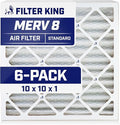Filter King 10x10x1 Air Filter | 6-PACK | MERV 8 HVAC Pleated A/C Furnace Filters | MADE IN USA | Actual Size: 9.5 x 9.5 x .75"