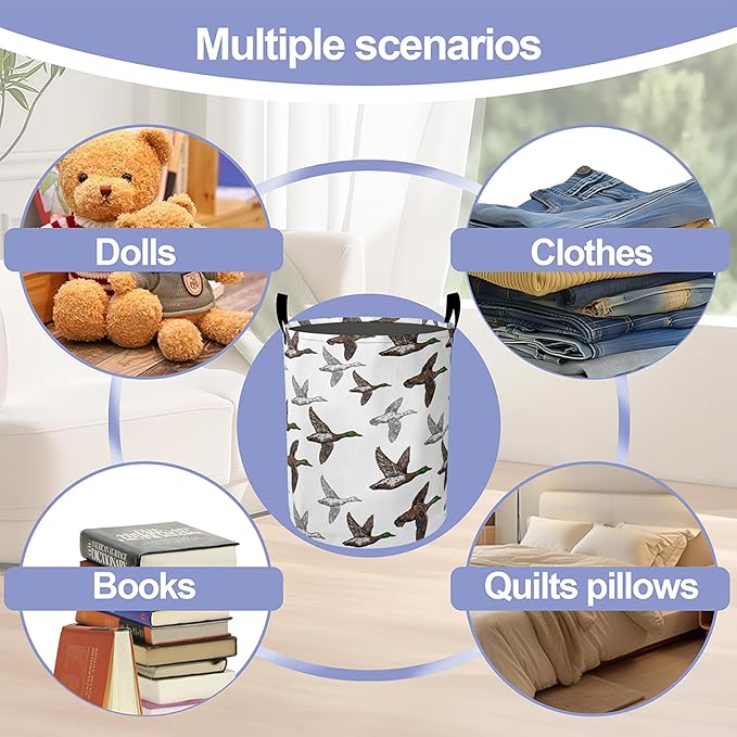 Laundry Basket-Cute Geese Foldable Waterproof Oxford Cloth Funny Tote Bag Laundry Hamper Clothes Storage Bucket Organizer For Bathroom/Laundry Storage/Bedroom Storage Basket