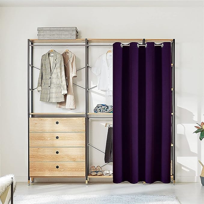 ChrisDowa Blackout Door Curtains for Doorway Privacy, Grommet Closet Curtains for Bedroom Closet Door, Thermal Insulated Doorway Cover Room Divider Drapes (1 Panel, Royal Purple, 52 x 80 Inch)