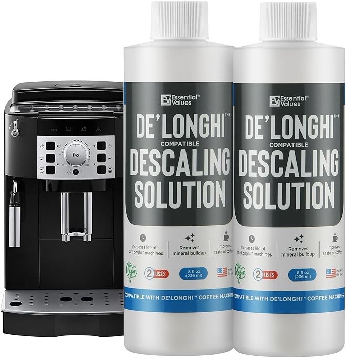 Essential Values Descaling Solution Compatible with De Longhi - Coffee Descaler - Coffee Maker Cleaner - Kettle, Espresso Machine Cleaning - 12 Month Supply 2-Pack