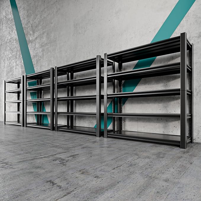 Nexvrtau 5 Tier Adjustable Metal Shelving Storage Rack,Storage Shelves,59.8" Wx24 Dx76.6 H Garage Shelving Heavy Duty,Industrial Shelving Unit for Basement,Warehouse,Garage Organization.4 Pack