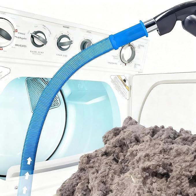 Dryer Vent Cleaning Kit, Flexible Lint Brush Vacuum Hose Vac Attachment, Universal Connector for Deep Cleaner Clogged Ducts,safevent Pro for Dryer, Quick Fire Prevention Tool Compatible (1)