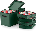 ZOBER Christmas Ornament Storage Box - Stores 128 3" Ornaments with Individual Trays - Tear Proof 600D Oxford Fabric - ornament organizer storage box, Durable Christmas Containers Holder - Green